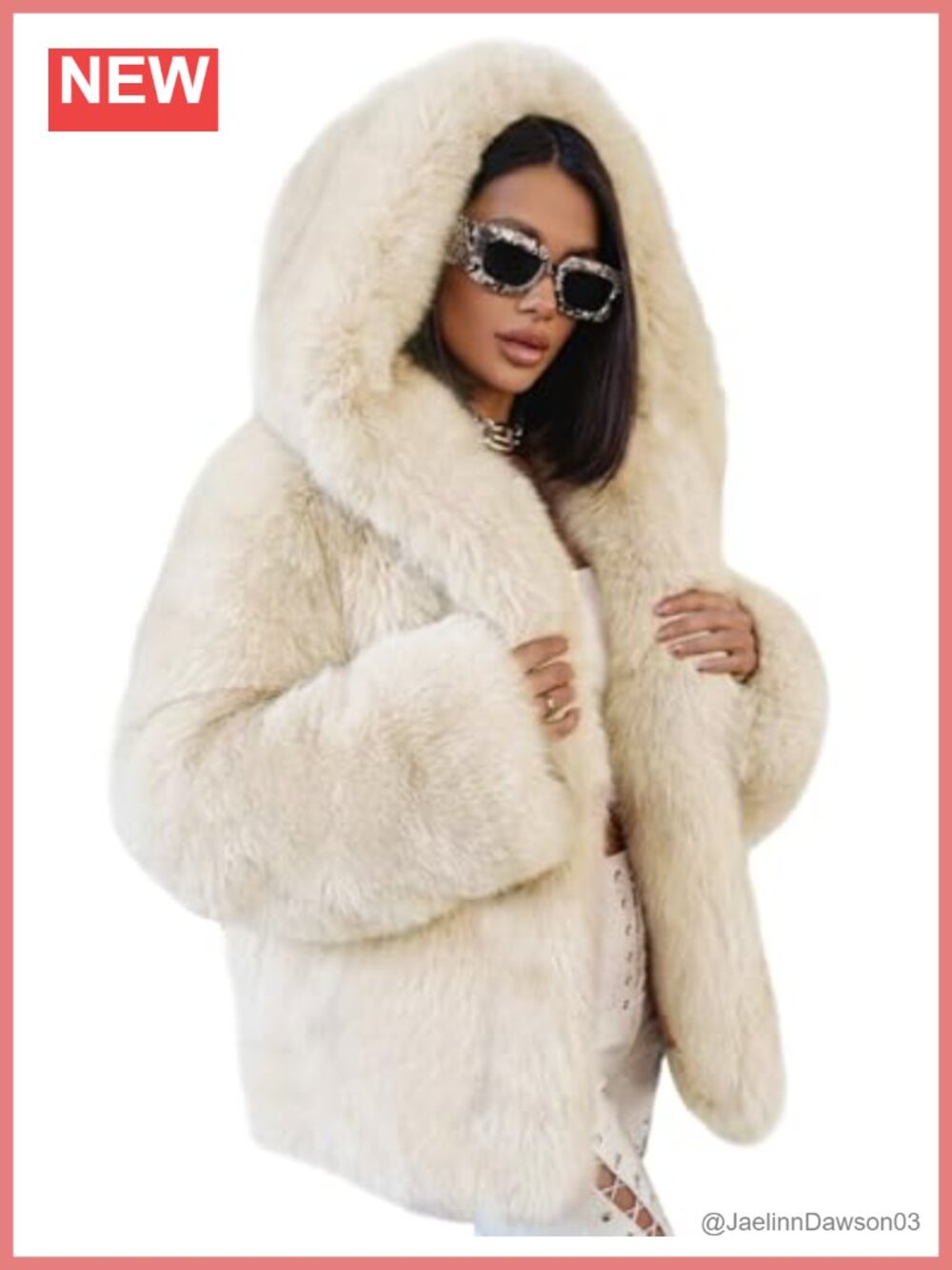 Hooded Faux Fur Coat Cropped Winter Jacket for Women